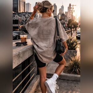 SUMWON Oversized Neutral Tee | Taupe Minimalist Boxy Fit | Streetwear Size XXL